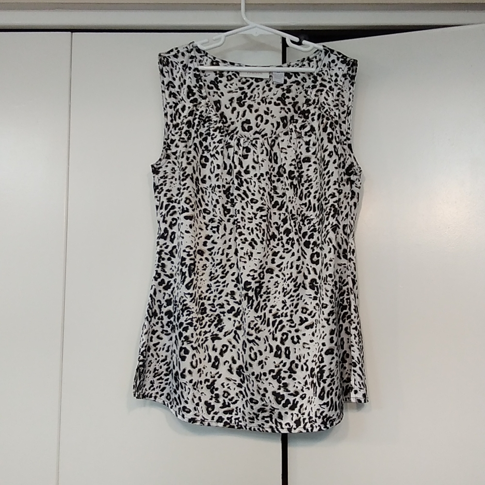 Chico's ladies tank leopard blouse 96% polyester 4%spandex sz 0